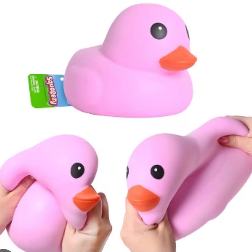 Squeeze Pink Rubber Duck with Orange Beak